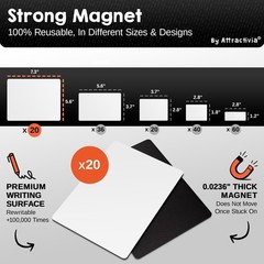 Dry Erase Magnetic Labels 7.3 x 5.6 in, Dry Erase Magnets, 20-Pack, White Era…
