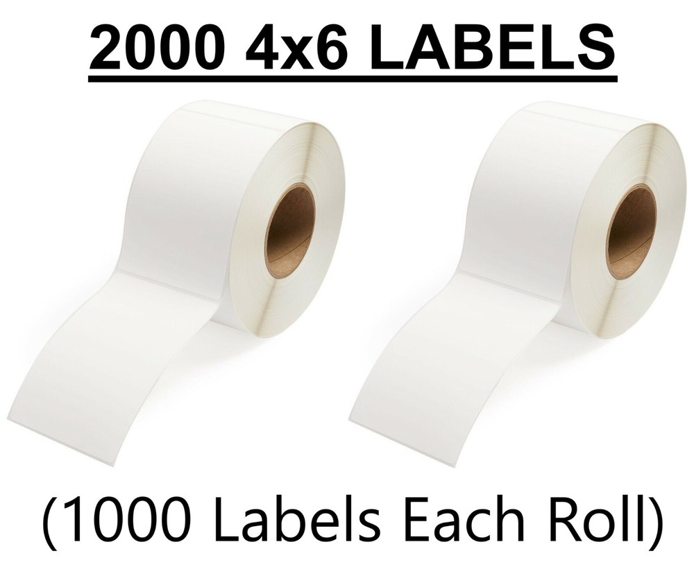 2000 4×6 Thermal Shipping Labels 2 Rolls 1000 PER ROLL Rollo Zebra Dymo Printer