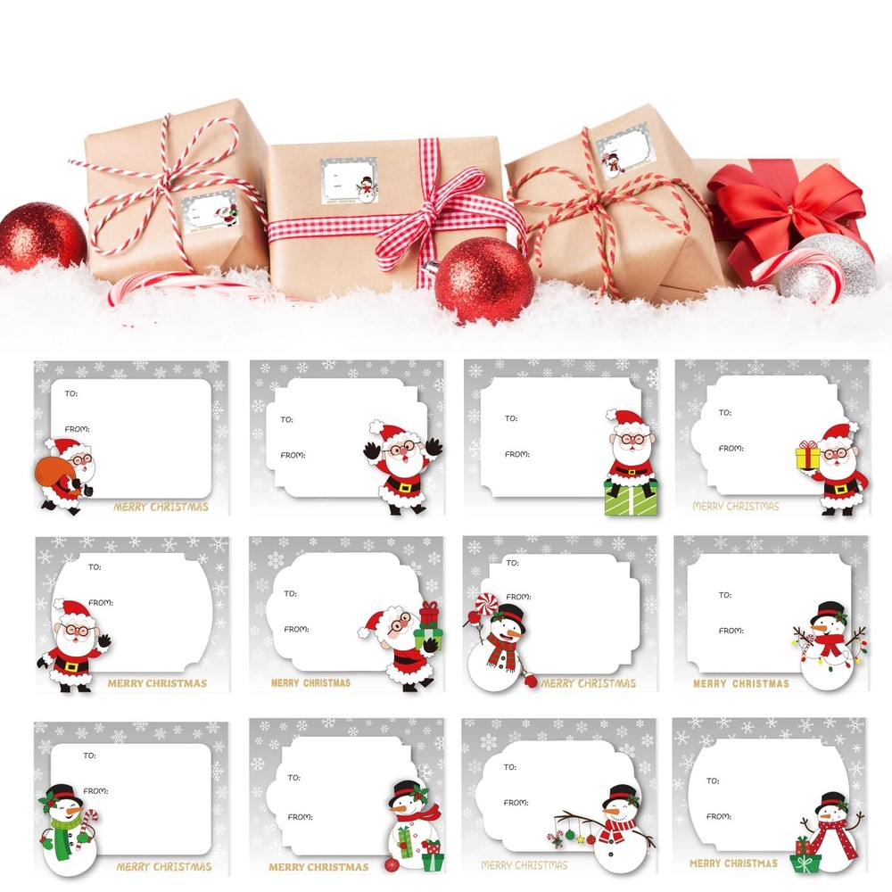 LOKIPA 120 Pieces Christmas Self Adhesive Gift Tag Stickers, Xmas Stickers