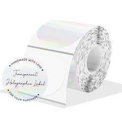 2″ Round Transparent Thermal Label Stickers, Holographic Clear Self-Adhesive …