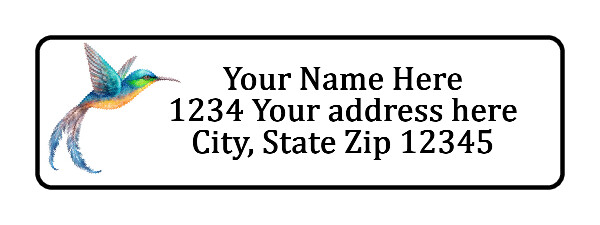 800 Hummingbird Personalized Return Address Labels. 1/2 inch by 1 3/4 inch