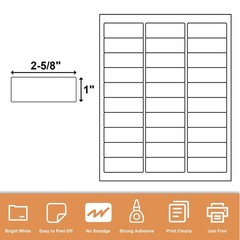 Address Labels 1″ X 2-5/8″ 30 Up Mailing Labels for Laser/Inkjet Printer, Bla…