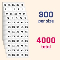 4000 PCS Size Stickers for Clothing XS-XL (3/4″) – Round Apparel Size Labels for