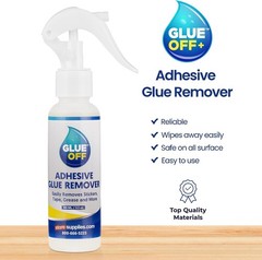 Glue Off Adhesive Sticker Remover 3.3 fl. oz & Scraper with Plastic Razor for…