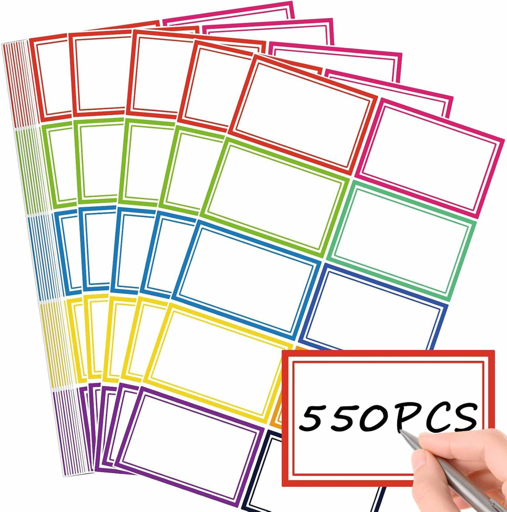 550 Pcs Name Tags Stickers, 3.5X2.25 Inch Blank Name Labels Stickers, 10 Colors