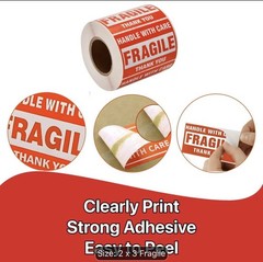 300 Rectangular Shipping Labels 2 x 3 in Red Handle With Care Fragile Thank You