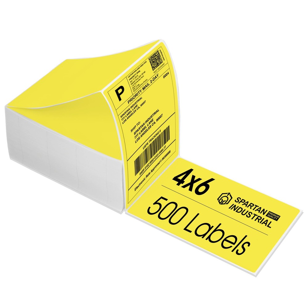 – 4″ X 6″ Yellow Direct Thermal Fanfold Labels (500 Count, 1 Stack) – Printab…