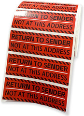 Return to Sender Not at This Address Stickers 500 Pcs, 3X1 Inch Adhesive Label S