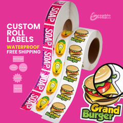 Custom Waterproof Labels | 1000 Stickers on a Roll I FREE SHIPPING