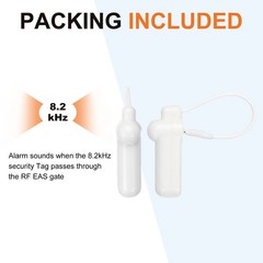 10Pcs Security Hard Tags RF 8.2MHz Clothes Hard Tags with Lanyards, White