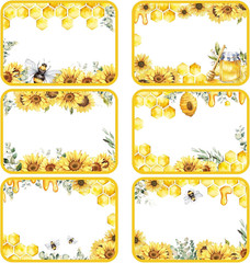 180 Pcs Bee Sunflower Name Tag Stickers Blank Adhesive Labels for School Party