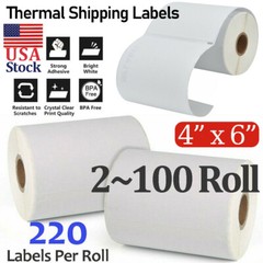 100 Rolls 4×6″ Direct Thermal Shipping Labels Address Dymo 4XL 220/roll 1744907