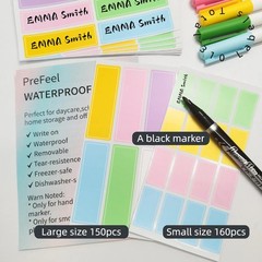 Assorted Colors Waterproof Removable Labels – 310PCS with Pen Adhesive Name L…