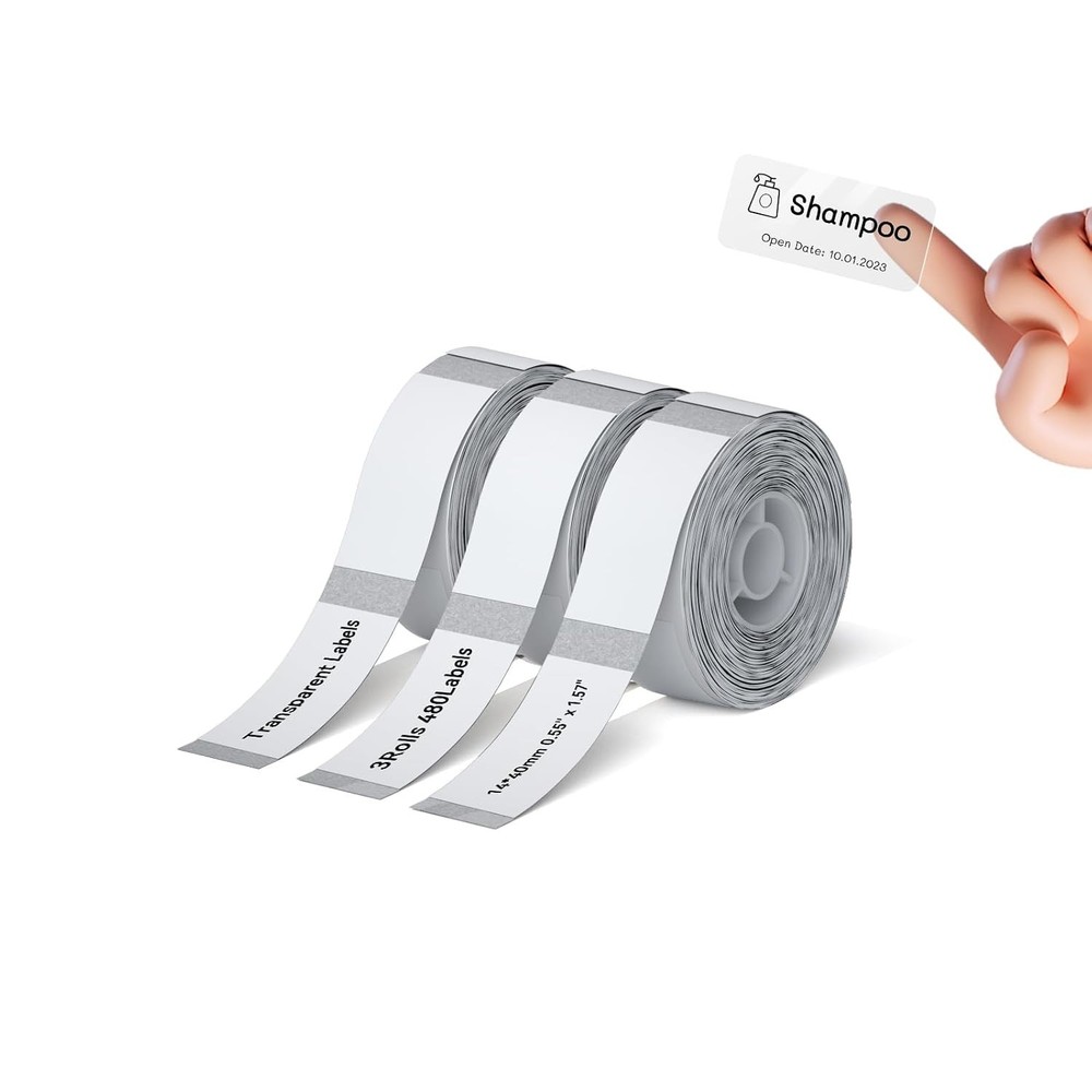 Clear Adhesive Label Paper 0.55″ x 1.57″ 3 Rolls X 40m Label Maker Tape