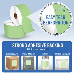 4″ X 6″ Direct Thermal Labels | Green | 1″ Cores w/Perfs Easy Tear | Made in …