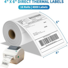 4X6 Direct Thermal Shipping Labels for Zebra & Eltron Printers, 4000 Labels
