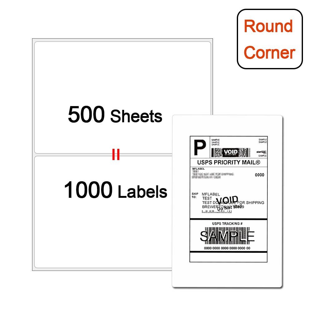 Shipping Labels Half Sheet 1000 Self Adhesive 8.5×5.5 Round Corner Blank Label