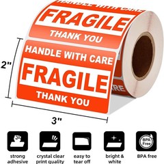 Fragile Stickers 2×3″ 3×5″ Fragile Label Sticker Handle With Care 500/Roll 1-20x