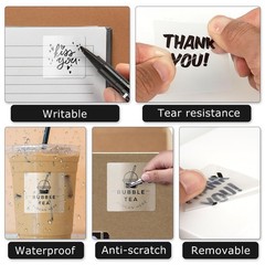 Clear Thermal Labels Vinyl 2 × 2 Inch Self-Adhesive Square Stickers Roll