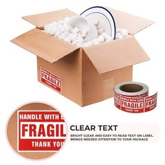 enko 4 x 6 Inch Large Fragile Stickers Handle with Care Warning Packing Shipp…