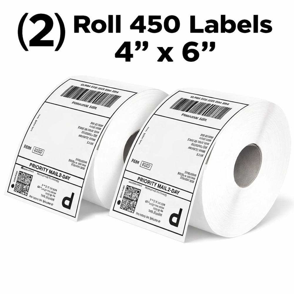 KELVO 4″ x 6″ Thermal Shipping Labels Roll 450 Labels Direct Thermal Adhesive