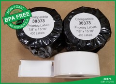 2 Rolls Dymo® Compatible 30373 Pricetag Rat Tail Style Thermal Film Labels