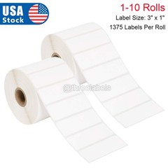 3″ x 1″ Direct Thermal Barcode Address Labels Sticker 1375 Labels/Roll For Zebra