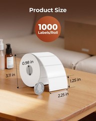2.25″x1.25″ Thermal Sticker Labels, White Self-Adhesive Barcode Label Paper f…