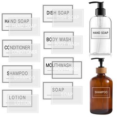 64 PCS Clear Waterproof Labels for Bottles, Minimalist Farmhouse Bathroom/Kit…