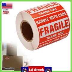 500 Labels Fragile Stickers 2x3in Handle with Care Warning Shipping Packing Roll