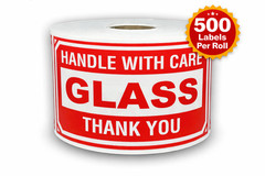 3×5 Glass Handle with Care Thank You Labels Peel & Stick 1 Roll of 500