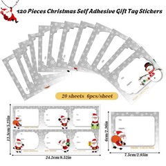 LOKIPA 120 Pieces Christmas Self Adhesive Gift Tag Stickers, Xmas Stickers
