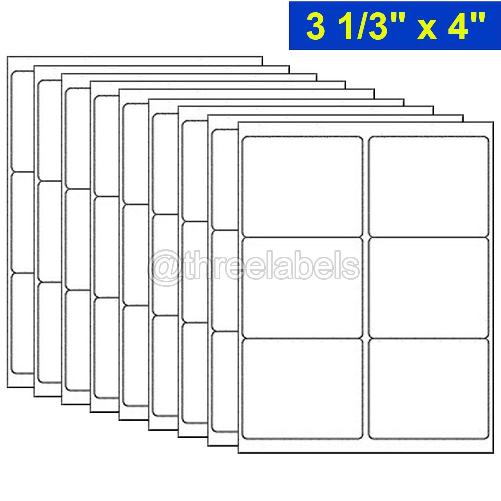 3-1/3″ x 4″ Address Shipping Laser Ink Blank Mailing Labels 6 Labels Per Sheet