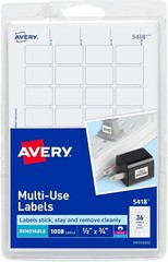 Avery Removable Print or Write Labels, White, 0.5 x 0.75 Inches, Pack of 1008