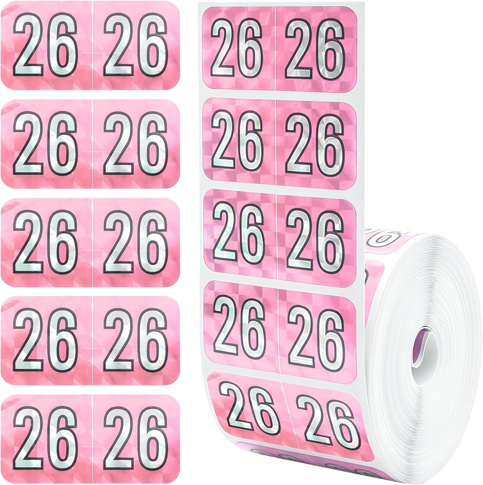 500 Pcs 2026 Year Stickers, 3/4X1-1/2 Inch 2026 File Folder Stickers, 2026 Pink