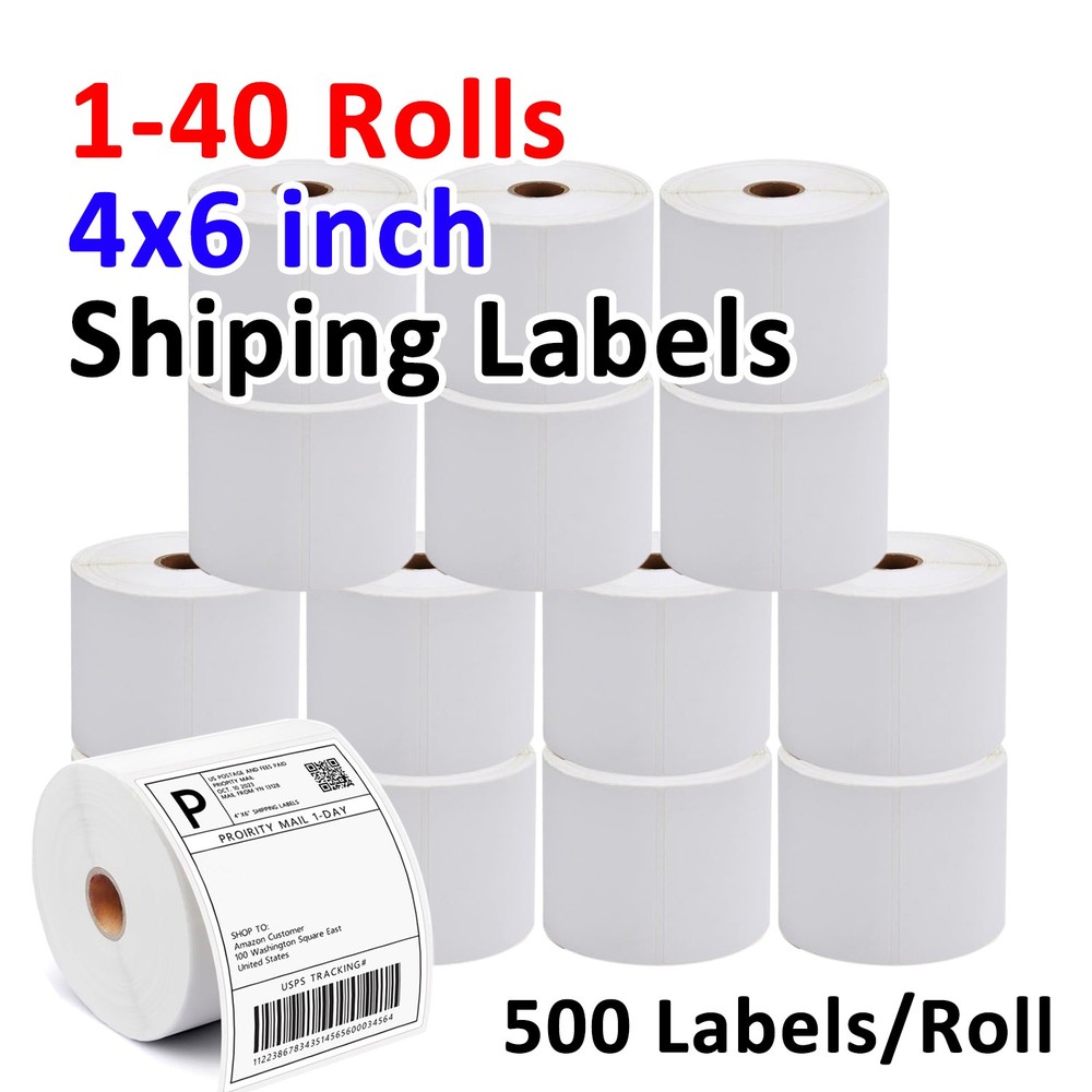 4″x6″ Direct Thermal Shipping Labels 500/Roll for Zebra & Rollo Eltron Printers