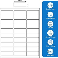 1″x2-5/8″ 30 UP Mailing Labels Address Shipping Stickers – Inkjet Laser Printer