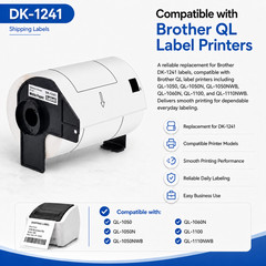 5Rolls 4″x6″ Large White Paper Shipping Labels DK-1241 for Brother QL-1110NWB