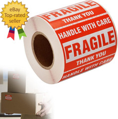 [1 Roll, 500 Labels] 2″ X 3 Fragile Stickers Handle with Care Warning Packing S