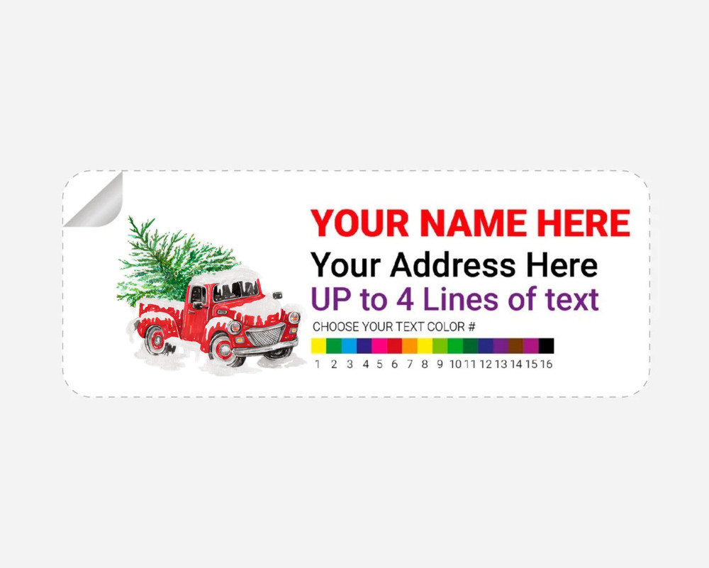 Personalized Merry Christmas! Red Car Theme Address Labels Stickers 2.625″x01″