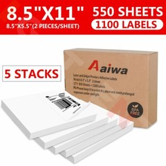 4400 Half Sheet Shipping Labels Self-Adhesive 8.5 x 11 Blank 2 Labels Per Sheet