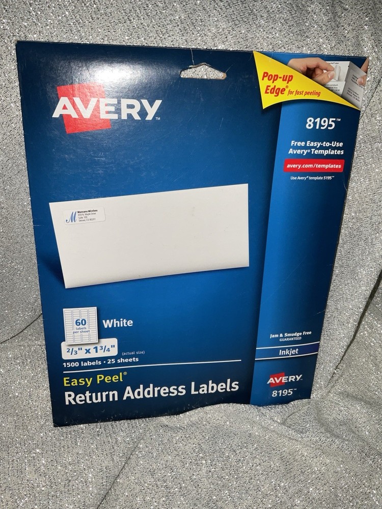 Avery 8195 Easy Peel Return Address Labels (19 Unused Sheets) 2/3” *1 3/4”