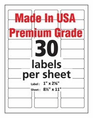 Premium Shipping Address Mailing Label 1″ x 2 5/8″ 30/sheet Water Marking on Bac