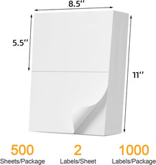 1000 Premium 8.5″ X 5.5″ Half Sheet Self Adhesive Shipping Labels