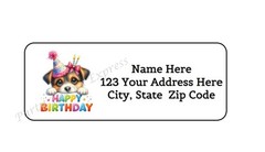 30 HAPPY BIRTHDAY DOG PERSONALIZED RETURN ADDRESS LABEL 1 in X 2.625 in