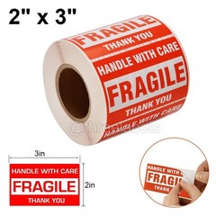Fragile Stickers 2×3 Fragile Label Sticker Handle With Care Mailing 500 Per Roll