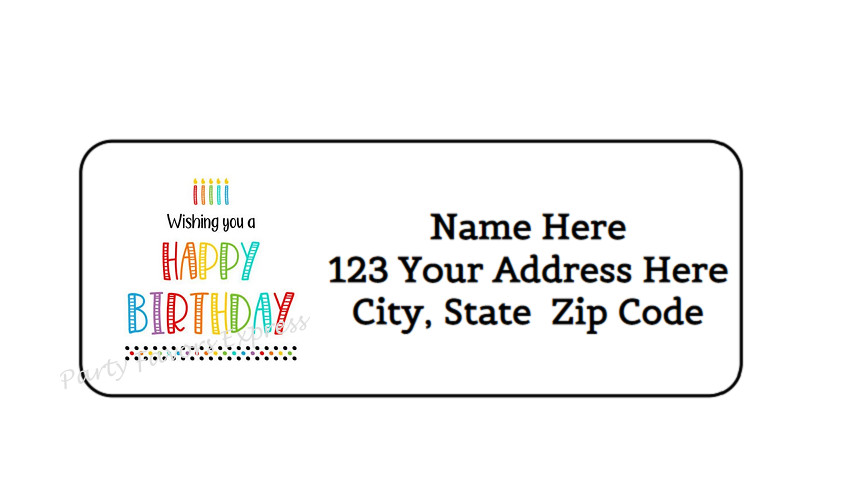 30 WISHING YOU HAPPY BIRTHDAY PERSONALIZED RETURN ADDRESS LABELS 1 in X 2.625 in
