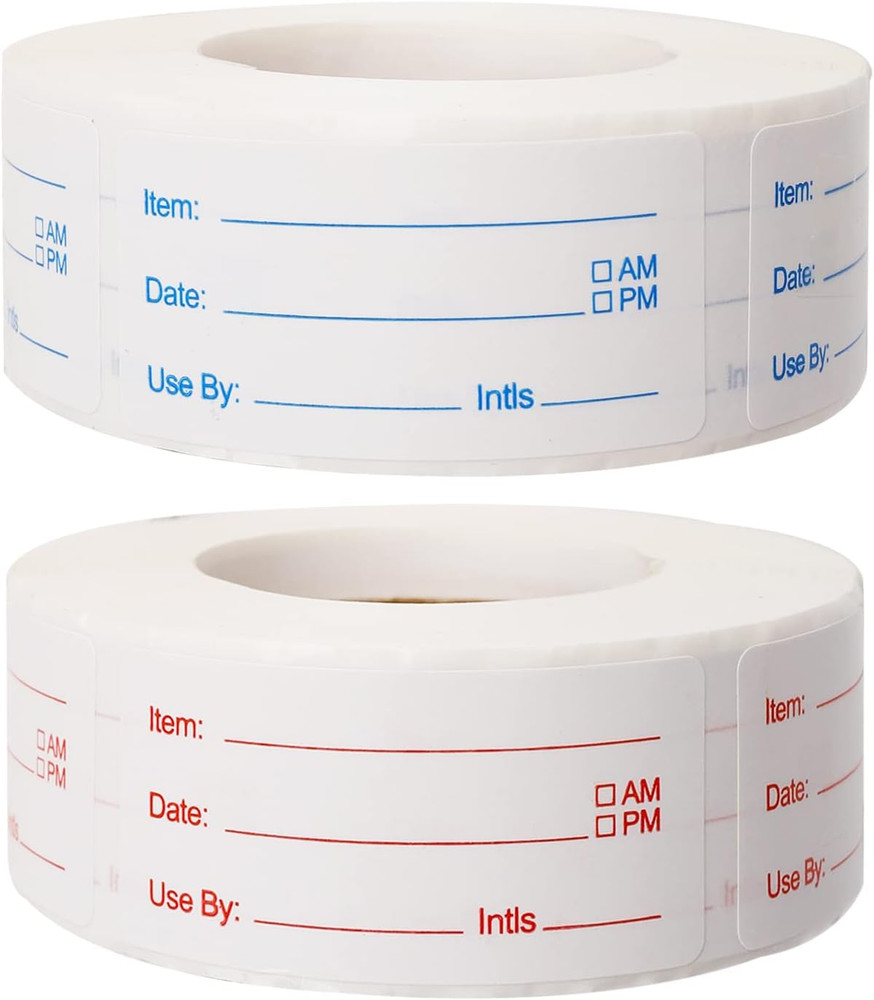 2 Rolls 1000 Pieces Removable Food Labels, 1 X 2 Inch Date Stickers