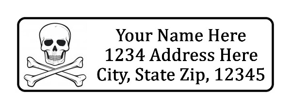 Skull and Crossbones Personalized Return Address Labels 1/2 in by 1 3/4 in