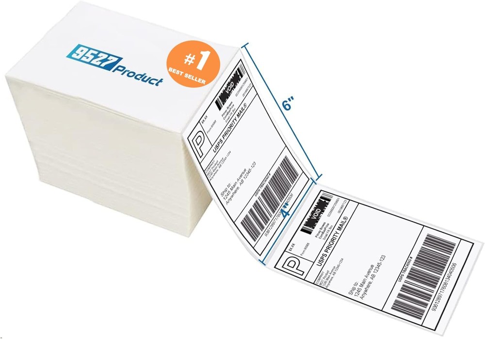 9527 Product Fanfold 4 x 6 Direct Thermal Labels White Perforated Shipping La…
